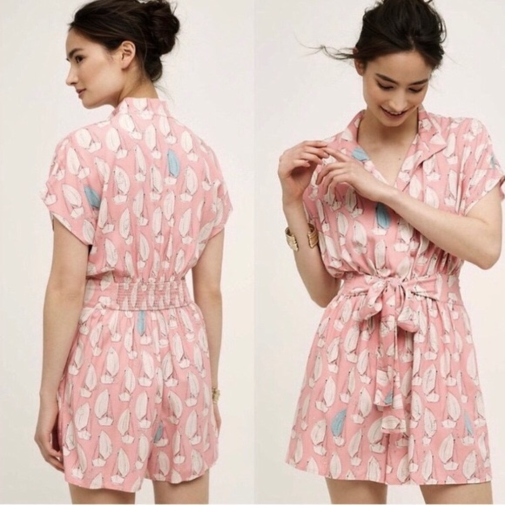 Anthropologie Maeve Tourista Sailboat Romper